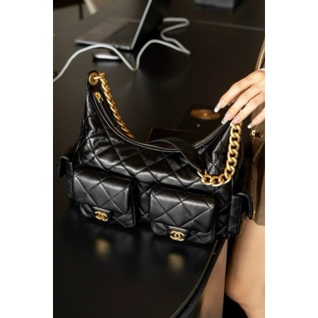 샤* 맥시 호보백 블랙 램스킨 라지